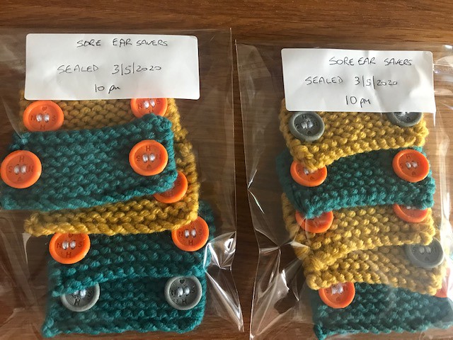 Knitted ear covers for NHS workers