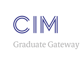Logo for CIM, white background with black text