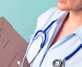 Image of a doctor holding a folder of notes