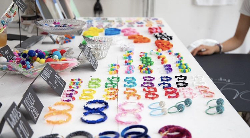 Jewellery displayed on a table