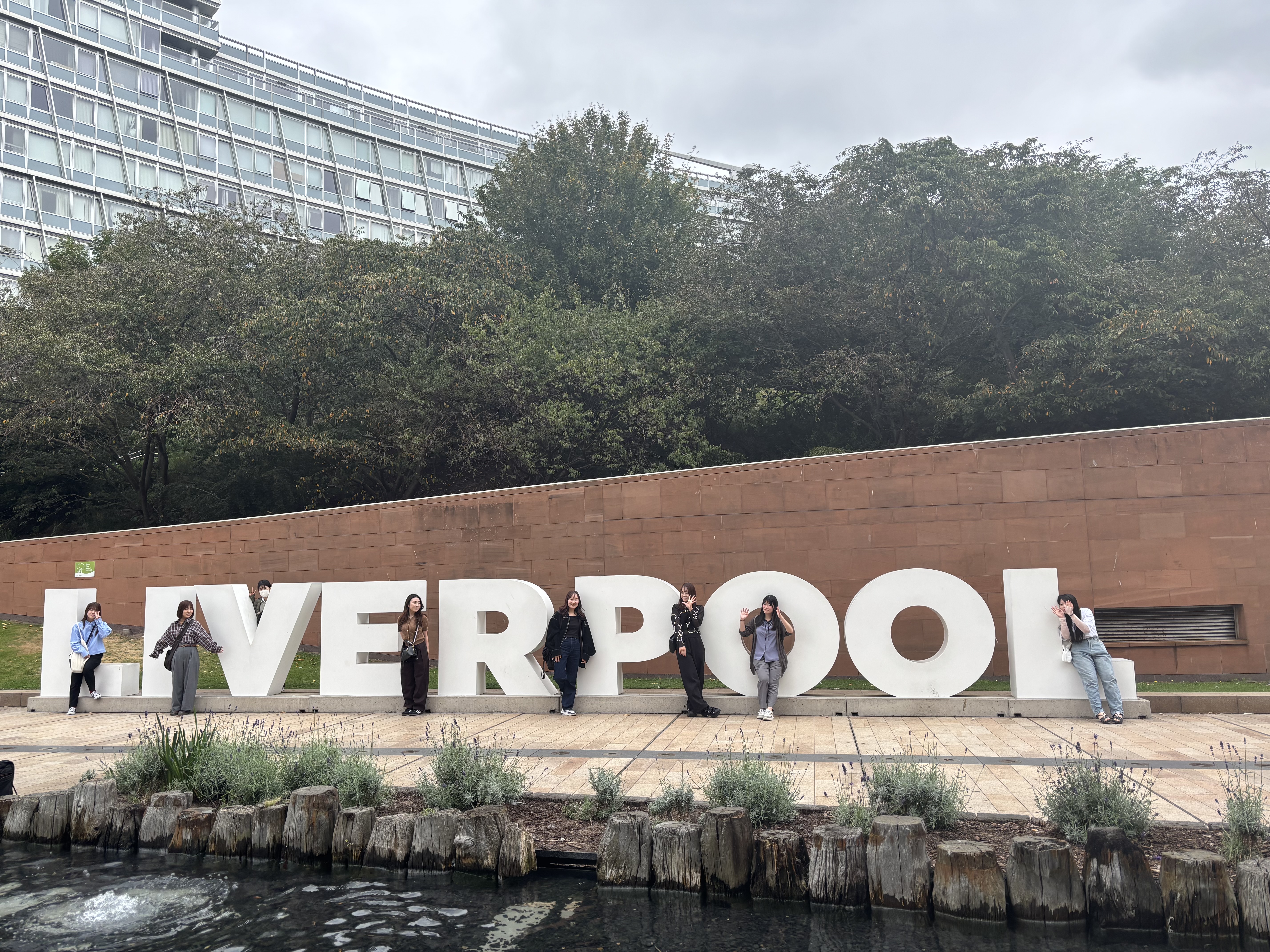 Students exploring Liverpool city center.