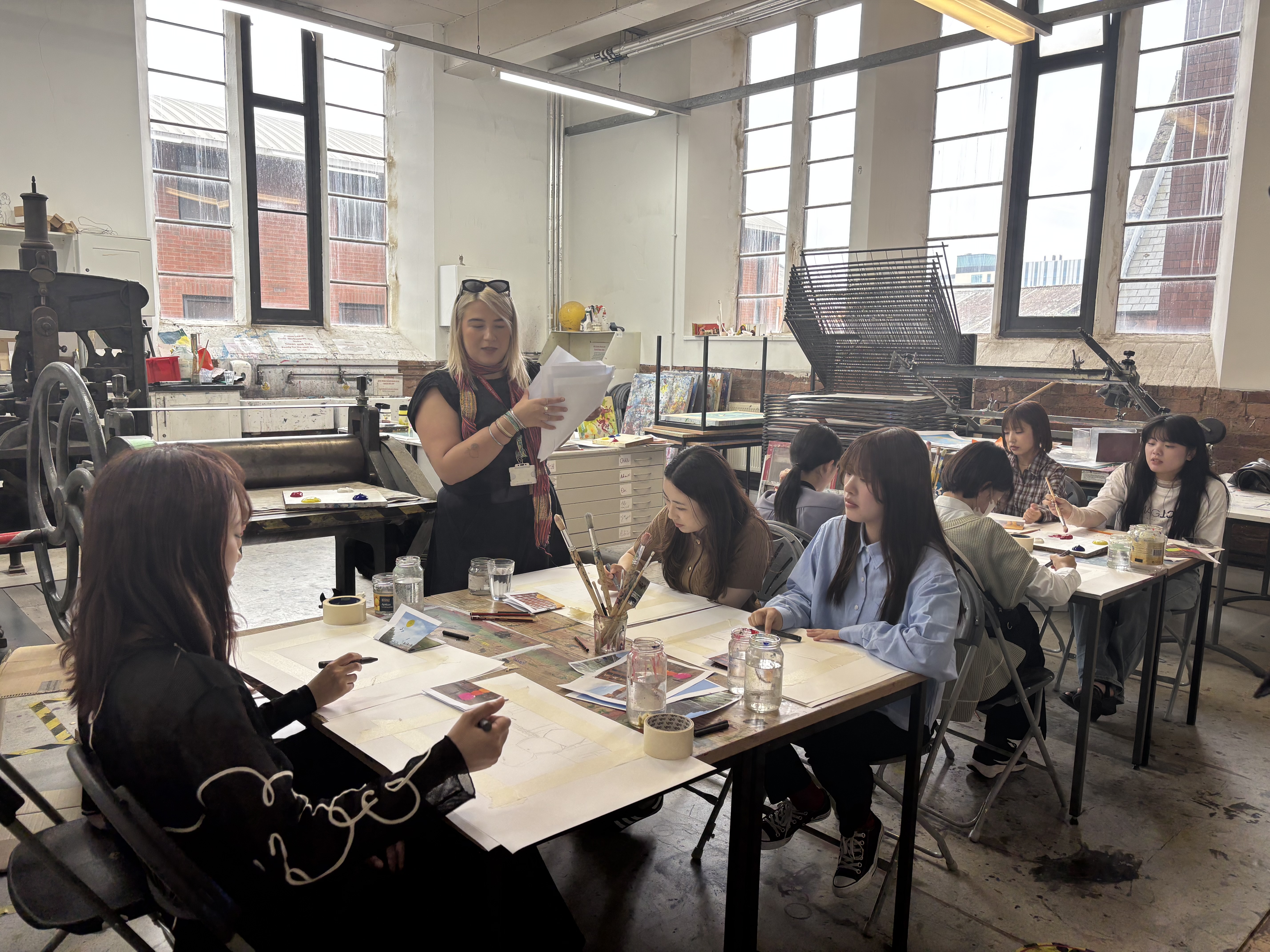 Visiting students taking part in a session at the creative campus.
