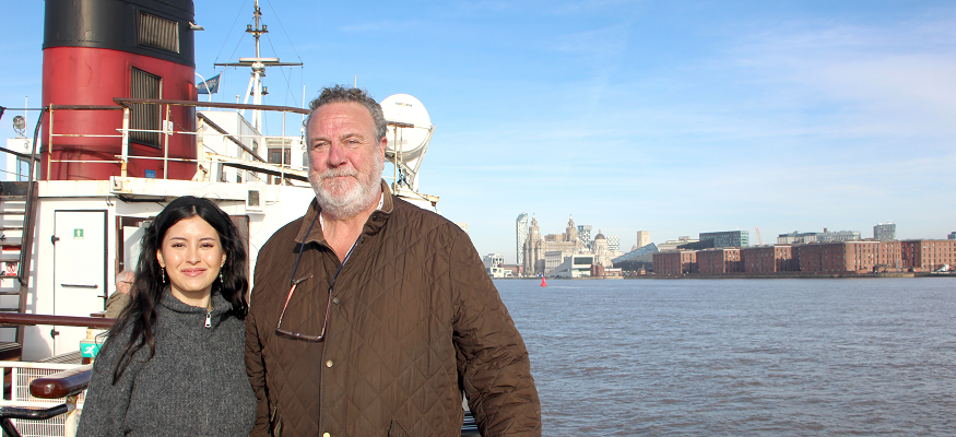Student on Mersey Ferry