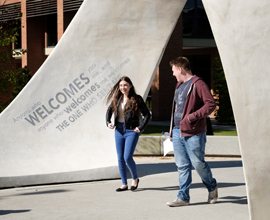 students walking through Hope Park