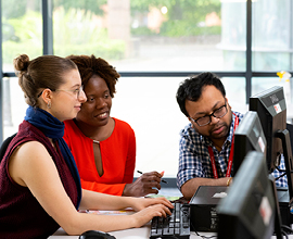 Image of students and academics studying on screen