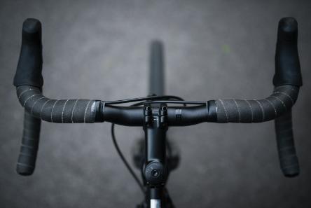 Aerial shot of bike handlebars