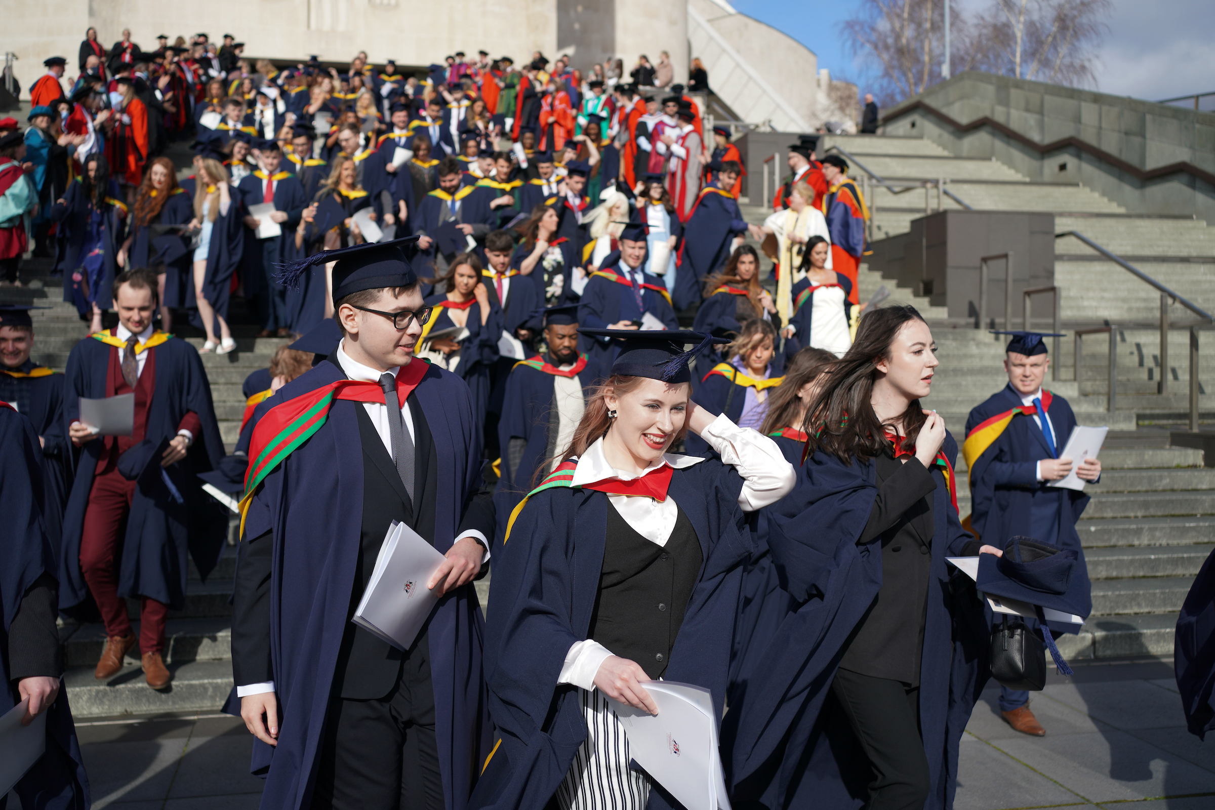 group of graduates in front of cathedral