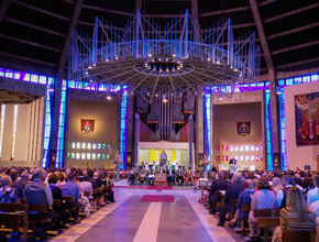 inside the cathedral on a graduation ceremony