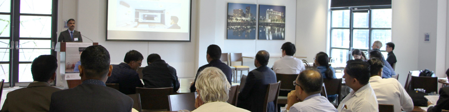 Conference leader delivers speech to an audience