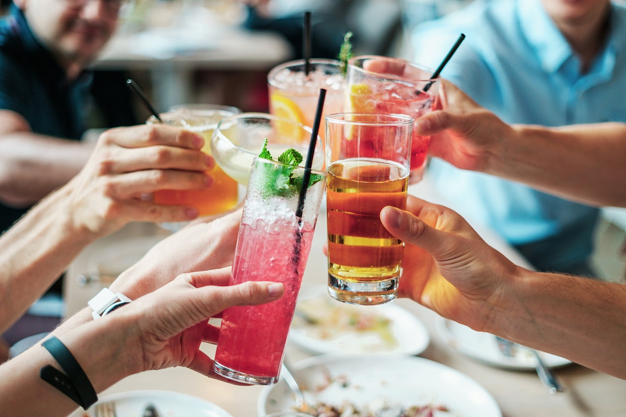 drinks cheer at a party