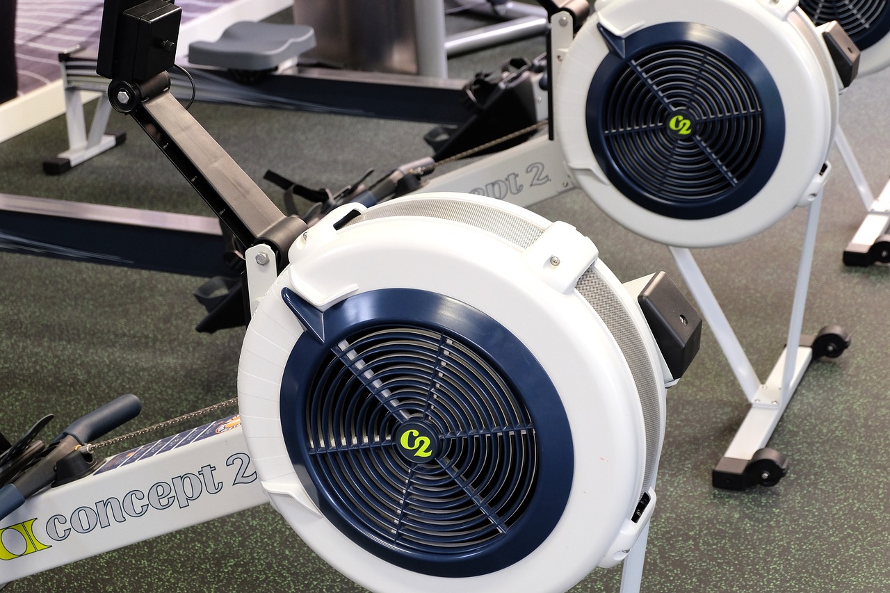 image of a set of rowing machines in a gym