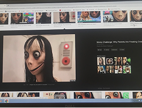 Scary image of Momo on YouTube