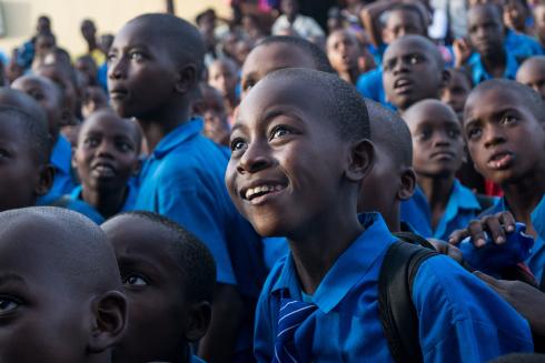 Group photo of African students wearing school uniform