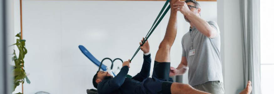 A patient receiving treatment from the Physio