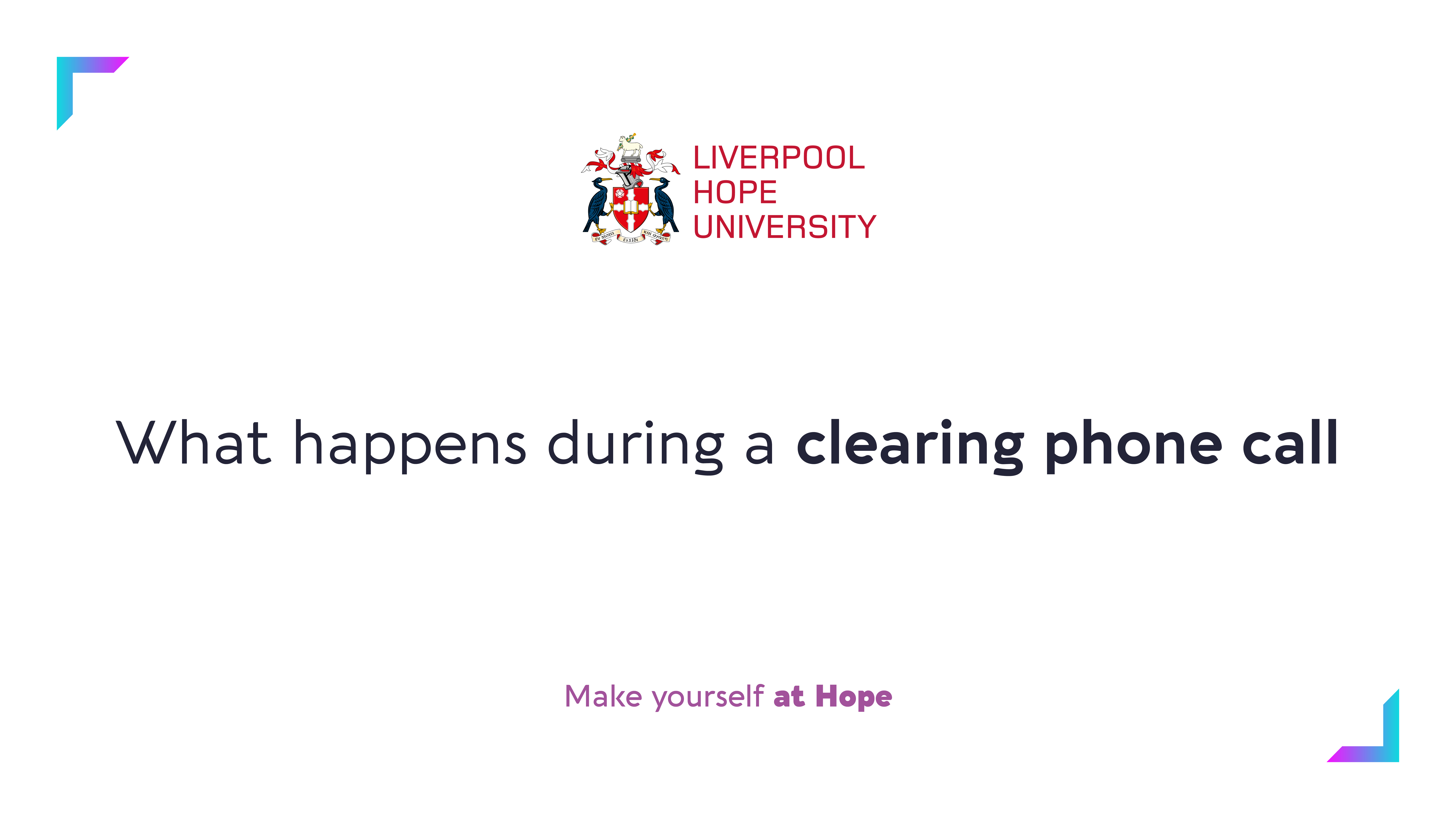 White slide with the words 'what happens during a Clearing phone call'
