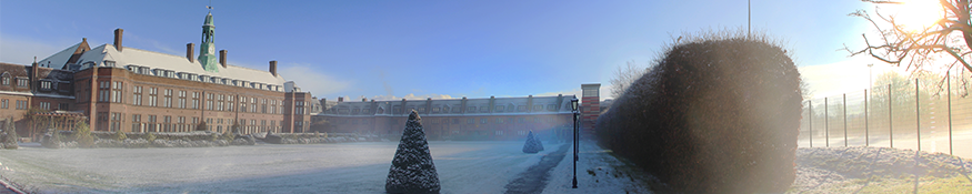 The HCA building covered in snow