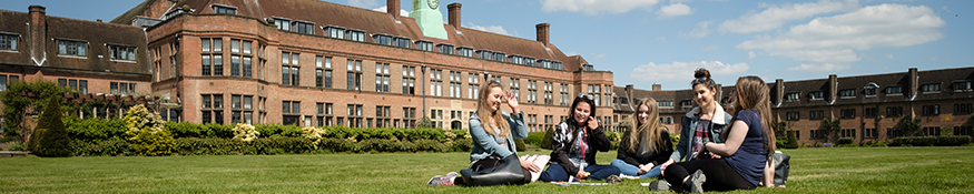 Group of students on the rectors lawn in the sunshine